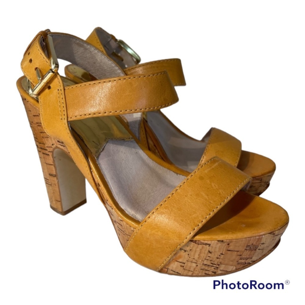 MICHAEL Michael Kors | Goldenrod Leather and Cork Platform Sandals